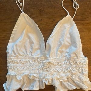 White fit and flare crop top